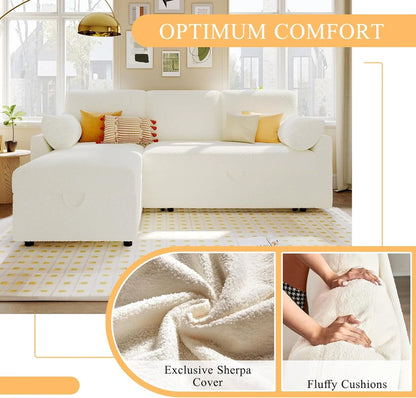 VanAcc Sofa Bed, Sleeper Sofa with Storage Chaise 2 in 1 Pull Out Couch Living Room