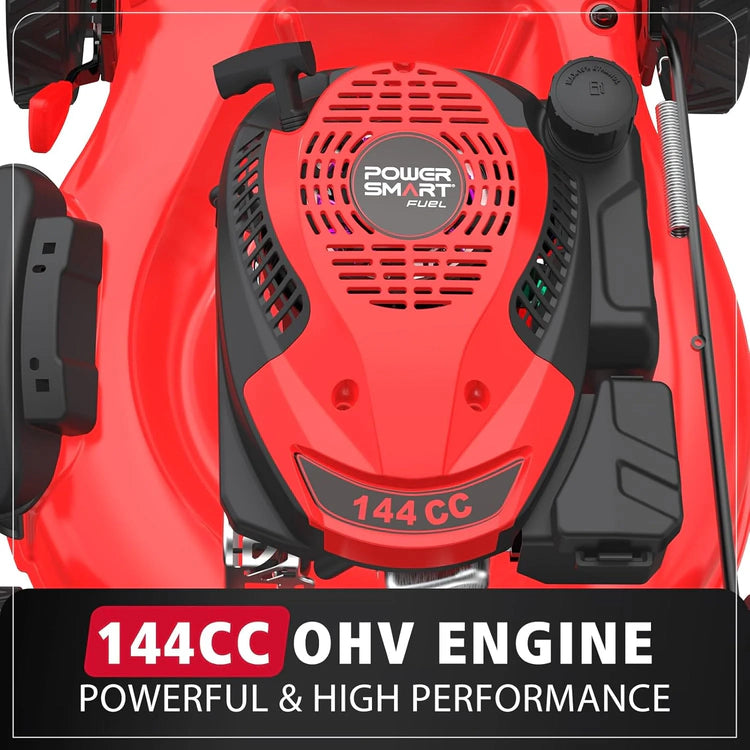 PowerSmart Gas Lawn Mower 21-Inch 144cc OHV Engine 3-in-1 Push Mower with Bagging