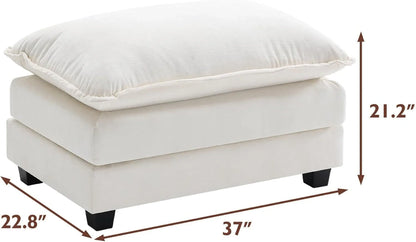 Ihanherry 146" U-Shaped Modern Sofa Modular Sectional Cloud Couch with 2 Ottoman, 6-Seat Chenille Deep Seat Sofa with 6 Pillows for Living Room, Bedroom and Apartment, Grey