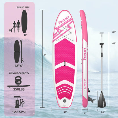 Premium Stand Up Paddle Board Yoga Board with Durable SUP Accessories & Carry Bag | Wide Stance Surf Control Non-Slip Deck Leash Paddle and Pump for Youth & Adult