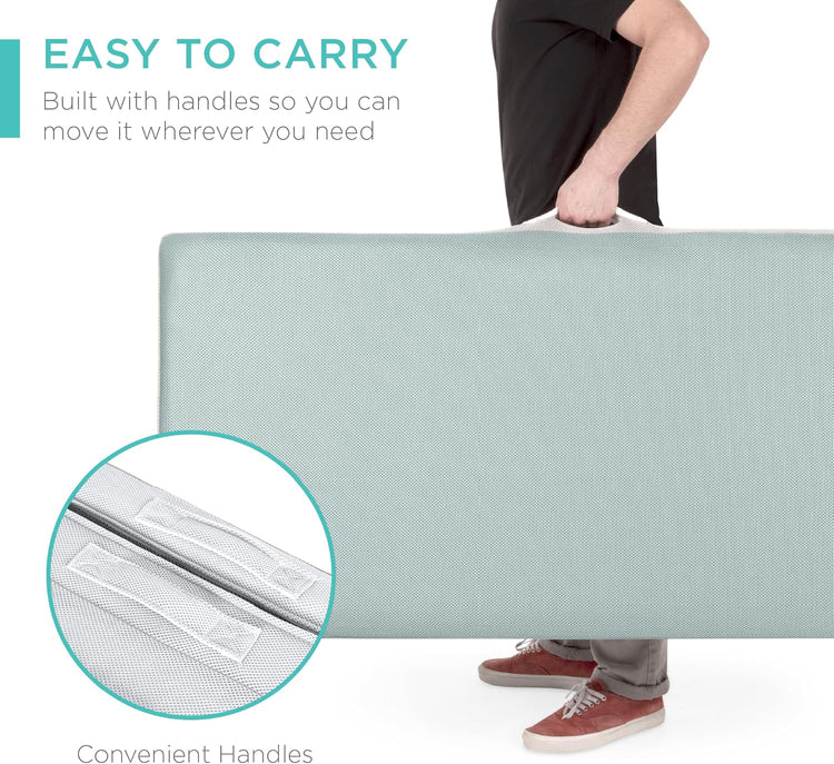 Best Choice Products 4in Portable Queen-Size Mattress, Tri-Fold Mattress for Camping, Guest, Toddler, Foam Plush w/Carry Case - Grey