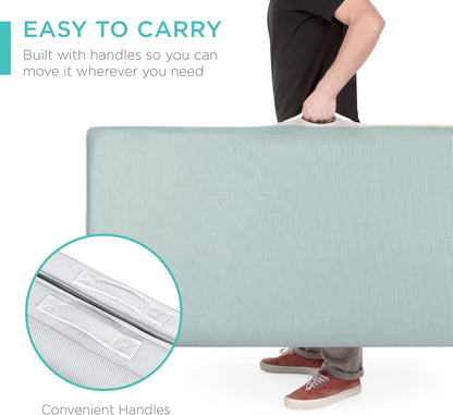 Best Choice Products 4in Portable Queen-Size Mattress, Tri-Fold Mattress for Camping, Guest, Toddler, Foam Plush w/Carry Case - Grey