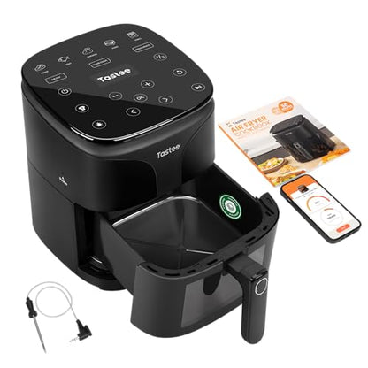 Tastee Ceramic Air Fryer, 8 in 1 Compact 5.5QT AirFryers, 450°F Digital Airfryer Dehydrator with Smart Probe, 24 Presets One touch Cooking, In app Recipes with Window, Dishwasher safe &amp; Non stick : Home &amp; Kitchen