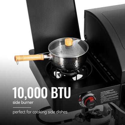 2-Burner Gas & Charcoal Combo Grill with Smoker & Side Burner, 34,000 BTU, 1020 Sq In, Black