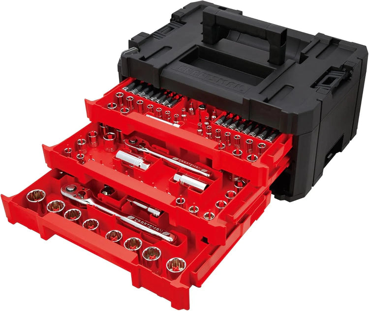 262-Piece Mechanic Tool Set, Master Socket Set with 3-Drawer VERSASTACK Tool Box, SAE/Metric Set