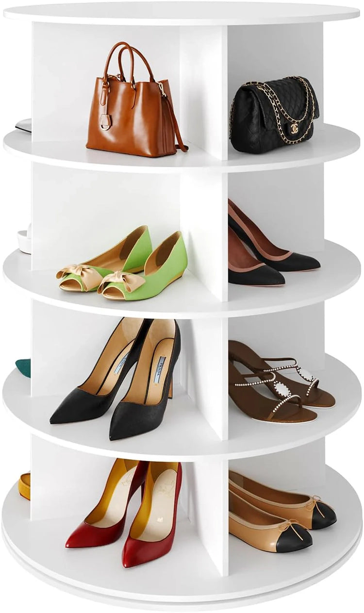 SpaceAid 7 Tier Rotating Shoe Rack Tower, Spinning Shoe Display Lazy Susan