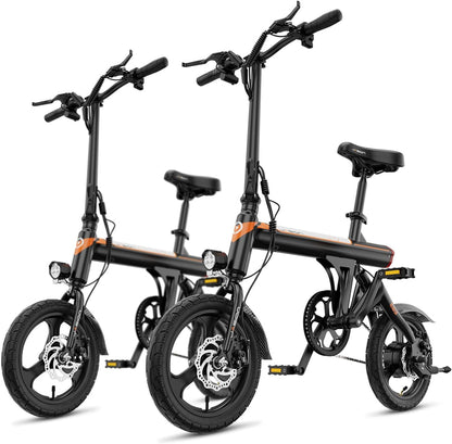 Jasion EB3 Electric Bike Adults 21mph, 500W Peak Motor, 270Wh Battery, Rear Suspension, 3 Levels Assist, 14&prime;&prime; Folding Ebike for Adults and Teens, Complies to UL2849