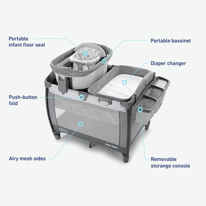 Graco Pack 'n Play Close2Baby Bassinet Playard Features Portable Bassinet Diaper Changer and More Derby