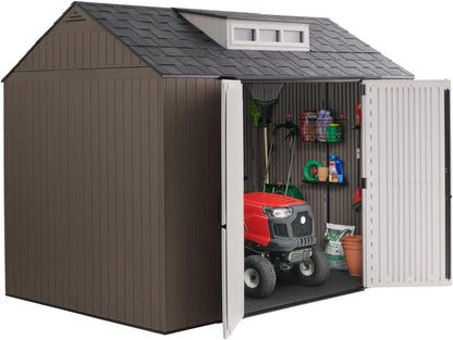 Rubbermaid Resin Outdoor Storage Shed With Floor Weather Resistant Gray Organization for Home