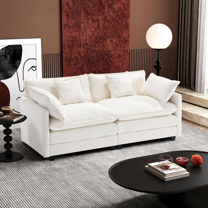 Ihanherry 146" U-Shaped Modern Sofa Modular Sectional Cloud Couch with 2 Ottoman, 6-Seat Chenille Deep Seat Sofa with 6 Pillows for Living Room, Bedroom and Apartment, Grey