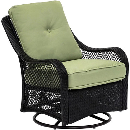 2025 5-Piece Steel Patio Fire Pit Conversation Set with Navy Blue Cushions, Swivel Gliders and Square Fire Pit Table