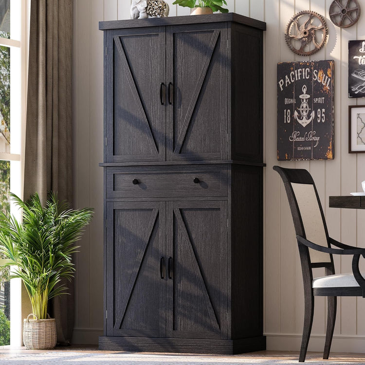 47 Pantry Cabinet, Kitchen Pantry Storage Cabinet with Doors and Adjustable Shelves
