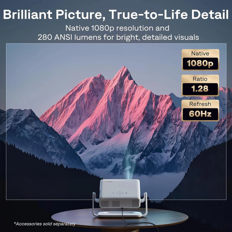 Aurzen Roku TV Smart Projector with Wifi and Bluetooth, Roku Streaming Experience Built-in