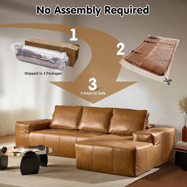 ovios 104" Cloud Sectional Couch with L-Shape Chaise,Modern Modular Sofa with Deep Seat, Upholstered Couches for Living Room Bedroom,No Assembly Required, Grey (Plush Corduroy Fabric)