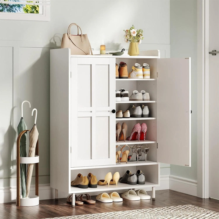 ONBRILL Shoe Storage Cabinet with Cross Molding Doors, 6-Tier Farmhouse Shoe Cabinet
