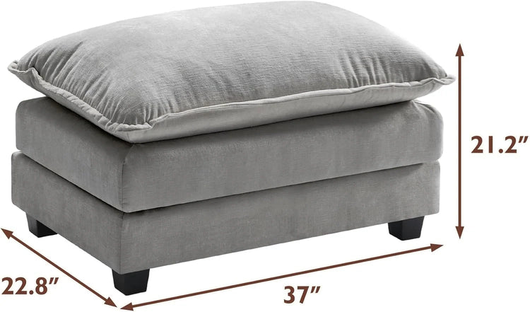 111.4 Inch L-Shaped Modern Sofa Modular Cloud Sofa Ottoman 4-Seater Chenille Deep Seat Sofa