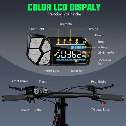 TST Electric Bike 4.0 Fat Tire Foldable Ebike 48V 13Ah Battery 750W Electric Commuter Bicycle with LCD 20" One-Step Folding Electric City Bike for Men Women Black