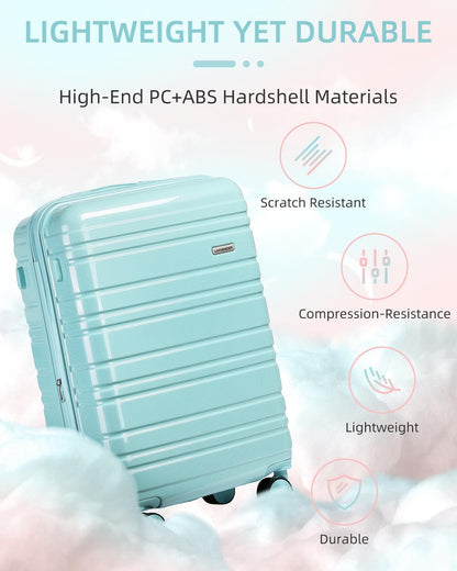6-piece luggage set, expandable hardshell suitcase set with spinner wheels, lightweight rolling luggage set