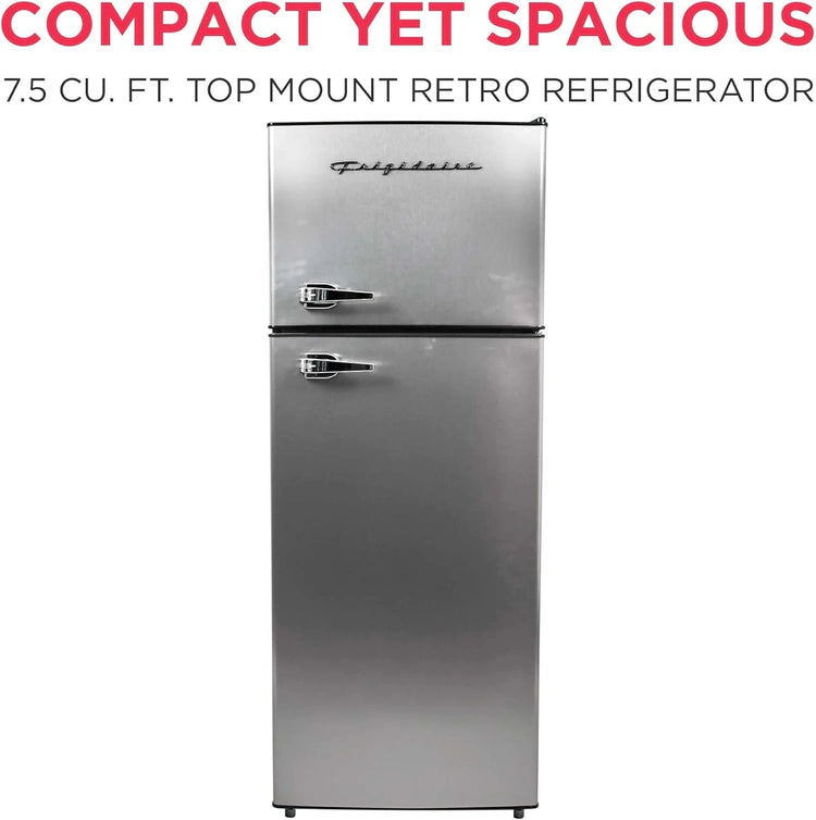 Frigidaire 2 Door Apartment Size Refrigerator Freezer Combo 7.5 cu ft Platinum Series Stainless