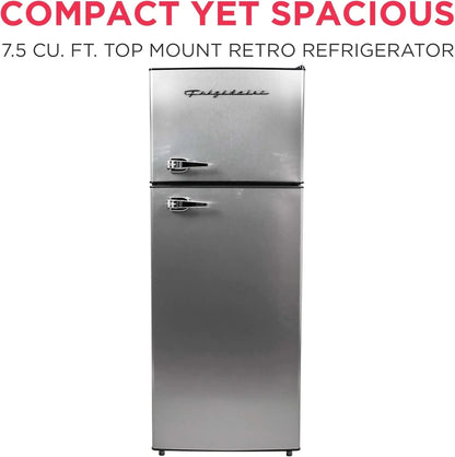 Frigidaire 2 Door Apartment Size Refrigerator Freezer Combo 7.5 cu ft Platinum Series Stainless
