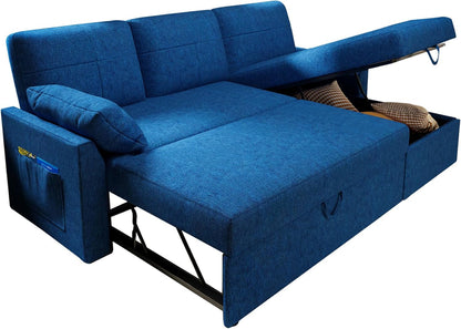 VanAcc Sofa Bed, Sleeper Sofa with Storage Chaise 2 in 1 Pull Out Couch Living Room