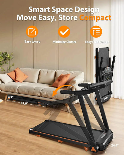 Foldable Treadmill for Home with Incline Extra Large Dual LED Screen Home Office Treadmills