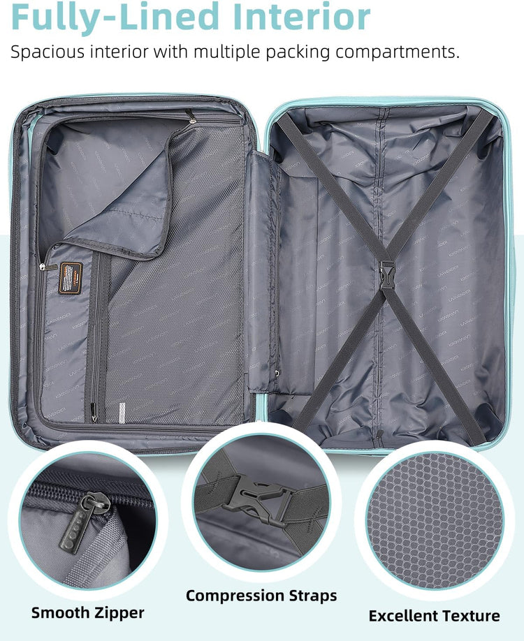 6-piece luggage set, expandable hardshell suitcase set with spinner wheels, lightweight rolling luggage set
