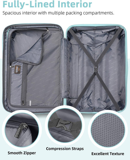 6-piece luggage set, expandable hardshell suitcase set with spinner wheels, lightweight rolling luggage set