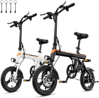 Jasion EB3 Electric Bike Adults 21mph, 500W Peak Motor, 270Wh Battery, Rear Suspension, 3 Levels Assist, 14&prime;&prime; Folding Ebike for Adults and Teens, Complies to UL2849