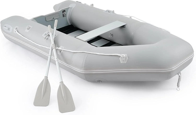 10ft Inflatable Dinghy Boat, 4 Person 990lb Transom Sport Tender Boat with Pump Aluminum Oars Floor, Heavy Duty Inflatable Raft Kayak for Adults