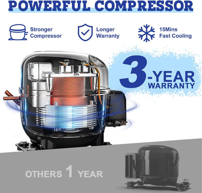AJ30 Portable RefrigeratorPortable Freezer32 Quart(30L) Electric CoolerCar Refrigerator12/24V DC Cable & 110/240V ACCar Fridge for CampingTruckRVTravelFishing3-YEAR Warranty