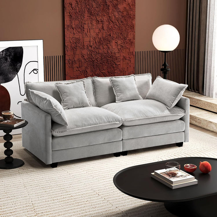 111.4 Inch L-Shaped Modern Sofa Modular Cloud Sofa Ottoman 4-Seater Chenille Deep Seat Sofa