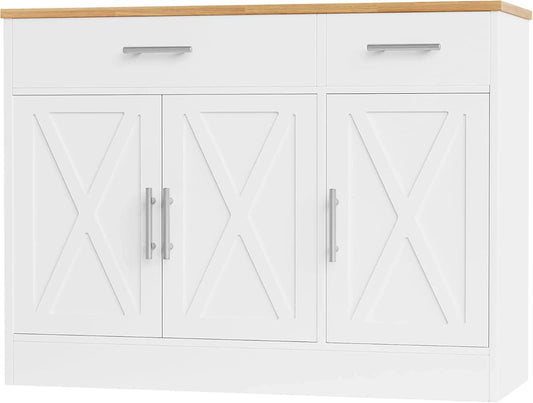 Shintenchi Modern Farmhouse Sideboard Buffet Cabinet with Storage with 3 Doors