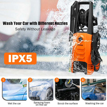 3500PSI Electric Pressure Washer 1800W 2.6 GPM Portable Electric Power Washer with 4 Nozzles