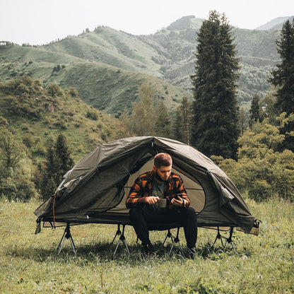 Night Cat Camping Cot Tent - Waterproof 1-Person Off-Ground Combo Cot Bed for Adults Portable Easy Set-up Tent