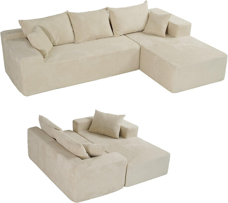 Cloud Sectional Couch with L-Shape Chaise,Modern Modular Sofa with Deep Seat, Upholstered Couches for Living Room Bedroom,No Assembly Required, Beige (Left Facing Chaise)