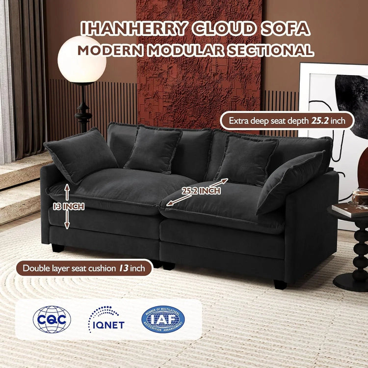 111.4 Inch L-Shaped Modern Sofa Modular Cloud Sofa Ottoman 4-Seater Chenille Deep Seat Sofa