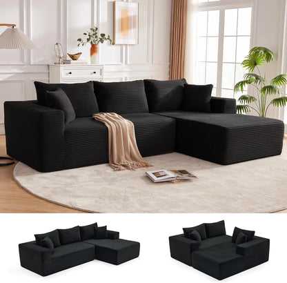 110 Cloud Sectional Couch, Boneless Sofa for Living Room Modular Sectional Sofa with Deep Seat