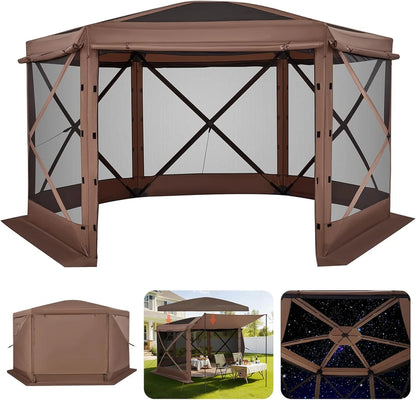 VEVOR 12x12ft Pop Up Gazebo Tent with Mosquito Netting, 6 Removable Wind Panels