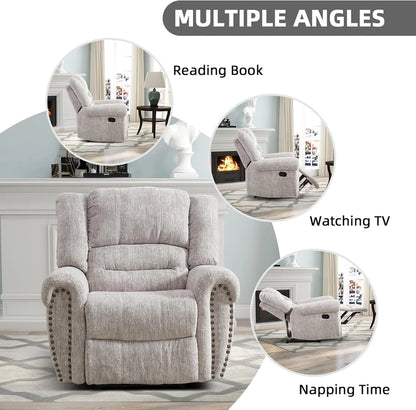 CANMOV Leather Recliner Chair, Classic and Traditional Manual Recliner Chair with Comfortable Arms and Back Single Sofa for Living Room, Nut Brown