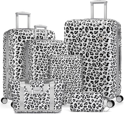 6-piece luggage set, expandable hardshell suitcase set with spinner wheels, lightweight rolling luggage set