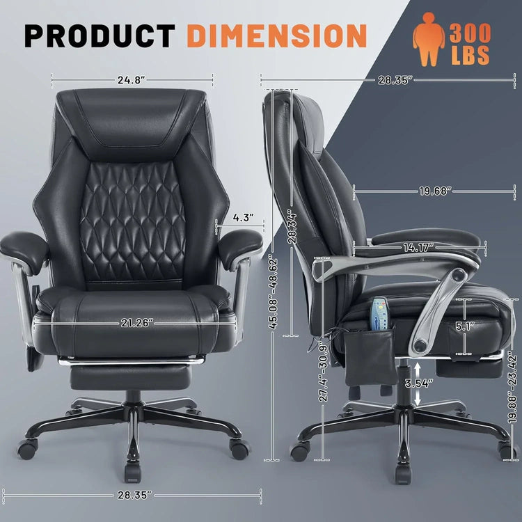 Massage Office Chair with Heating and Footrest Ergonomic Executive Reclining Office Chair