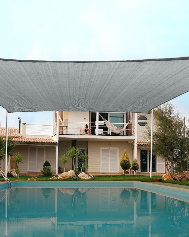 Quictent Sun Shade Sail for Patio, 185GSM Heavy Duty Rectangular Outdoor Sunshades UV Block Outside Canopy Cover for Backyard White and Grey Multi 20x26ft
