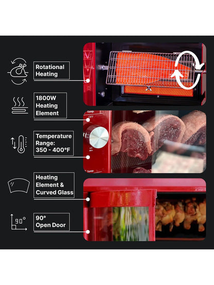 Brazilian Flame Churrasco? Gas Rotisserie Oven Grill Roaster with Auto Rotating Skewers for Rotisserie Chicken Brazilian Style BBQ and Churrasco Shawarma Machine Propane Grill - 2024 Series