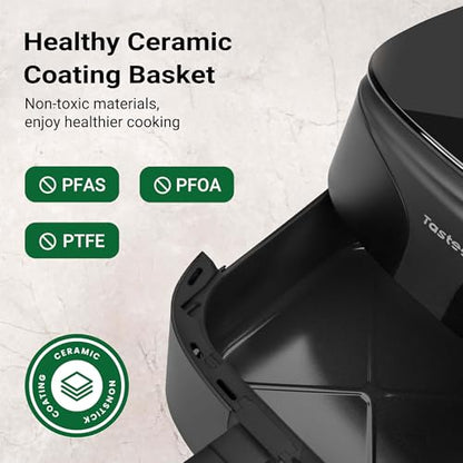 Tastee Ceramic Air Fryer, 8 in 1 Compact 5.5QT AirFryers, 450°F Digital Airfryer Dehydrator with Smart Probe, 24 Presets One touch Cooking, In app Recipes with Window, Dishwasher safe &amp; Non stick : Home &amp; Kitchen