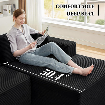 110 Cloud Sectional Couch, Boneless Sofa for Living Room Modular Sectional Sofa with Deep Seat