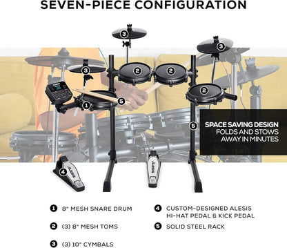 Alesis Turbo Mesh Kit - Electric Drum Set with Over 100 Sounds Mesh Drum Pad