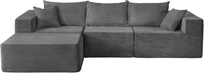 Cloud Sectional Couch with L-Shape Chaise,Modern Modular Sofa with Deep Seat, Upholstered Couches for Living Room Bedroom,No Assembly Required, Beige (Left Facing Chaise)