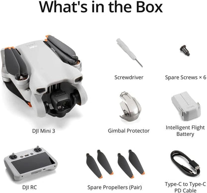 DJI Mini 3, Drones with Camera for Adults 4K, 38-min Flight Time, up to 32800ft (10km) Video Transmission, True Vertical Shooting, GPS Auto Return Integrated, Mini Drone with Camera for Beginners