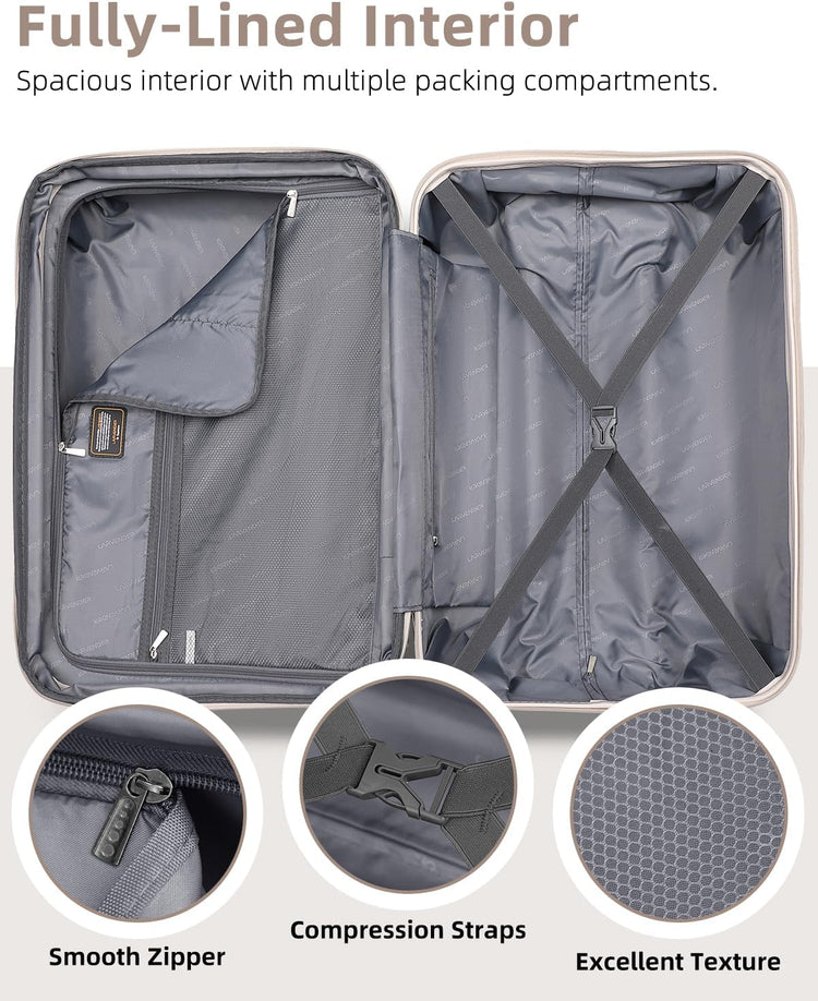 6-piece luggage set, expandable hardshell suitcase set with spinner wheels, lightweight rolling luggage set